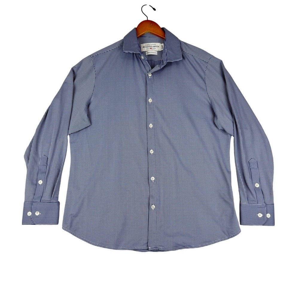 Mizzen+Main Spinnaker Collection Blue Gingham‎ Check Button Down Shirt Medium
